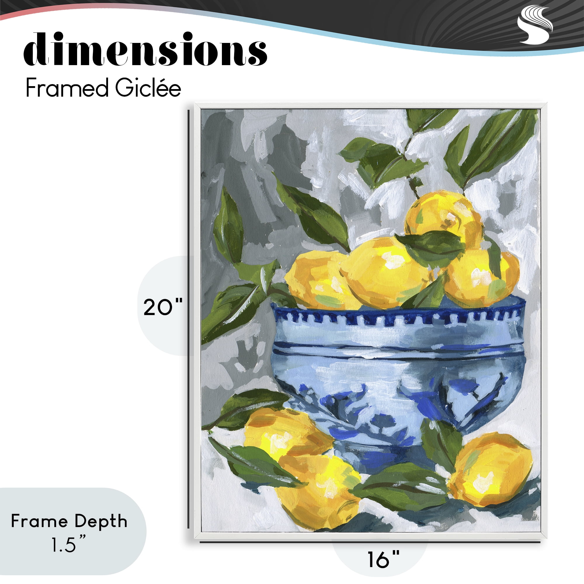 Stupell Industries Indigo & Lemon Bowl White Framed Giclee Art, design by Melissa Wang