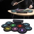 thumbnail image 1 of Almohadilla De Batería Portátil, 9 Almohadillas Juego De Batería Electrónica Experiencia Realista Recargable Educativa USB MIDI Para El Hogar Para Niños, 1 of 7