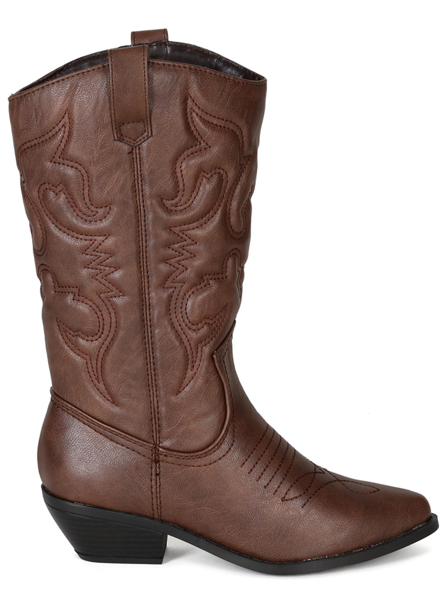 Reno Tan Brwon Soda Cowboy Western Stitched Boots Women Cowgirl Boots Pointy Toe Knee High - image 2 of 3