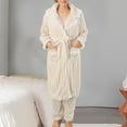 thumbnail image 2 of Sngxgn Womens Button up Pajamas Set Short Sleeve Sleepwear Soft Pj Lounge Sets(Beige,L), 2 of 5