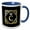 Blue/White, variant on 3drose, Letter C- Image of Monogram with Crown and Blue Star- Not Metal Foil, 11oz Two-tone Yellow Mug