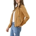 thumbnail image 5 of INSPIRE CHIC Women's Lightweight Stand Collar Zip up Biker Moto Jacket L Kahki, 5 of 9
