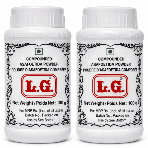 LG Hing Powder (Compounded Asafoetida Powder), 100gm x 2, Product of India, Pack of 2