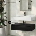 thumbnail image 2 of Avancer 36" Wall-Mounted Bathroom Vanity in Black Oak with White Marble Sink Top, 2 of 12