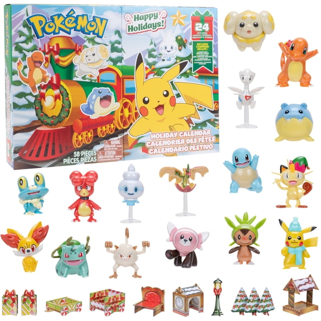 Pokémon NEW 2024 Holiday Advent Calendar with 24 Gifts - Christmas Playset for Kids - Characters Include 2 Pikachu, Bulbasaur, Charmander & More - 16 Toy Figures & 8 Christmas Accessories - Officiall
