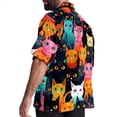 thumbnail image 3 of Cat Men's Short Sleeve Hawaiian Beach Poplin Shirt Casual Printed Button Down Summer Unisex Shirt, 3 of 6