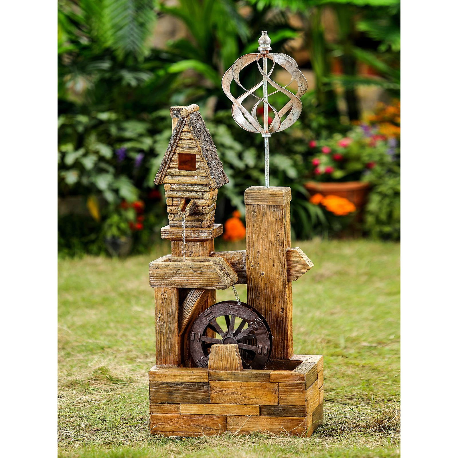 Jeco Wood Look Birdhouse with Wind Spinner by Overstock