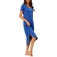 thumbnail image 4 of INSPIRE CHIC Camisón de Mujer V Cuello Corto Manga Larga Vestido de Lounge Primavera Verano con Bolsillo XL Azul Real, 4 of 6