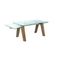 thumbnail image 6 of Milan 63" Steel and Glass Dining Table w/ Sawbuck Design Base in Walnut/Clear, 6 of 11
