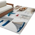 thumbnail image 2 of 3'x5' Area Rugs, Coastal Starfish Indoor Outdoor Area Rug for Living Room Bedroom, Beach Lighthouse Conch Shell Ocean Pearl Washable Bathroom Rugs Kitchen Floor Carpet Mats Home Decor Aesthetic, 2 of 8