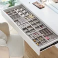 thumbnail image 3 of Velvet Jewelry Display Tray for Drawer Bracelet Earring Rings Jewelry Storage Box Organizer Case Holder Jewelry Display Boxes Gray- (3grid), 3 of 6