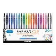 Zebra Sarasa Clip Gel Retractable Pen Set, .5mm, 20-Colors