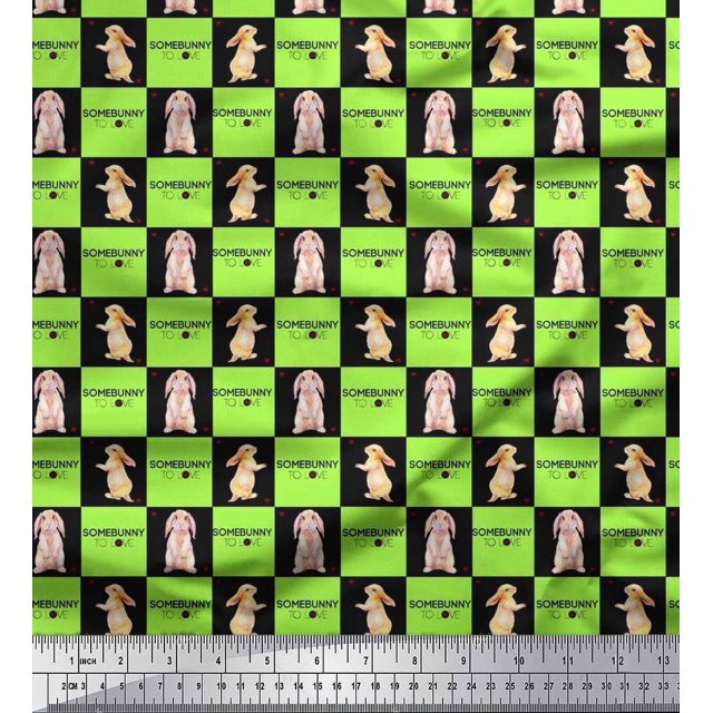 Soimoi Cotton Poplin Fabric Text & Bunny Animal Decor Fabric Printed Yard 42 Inch Wide
