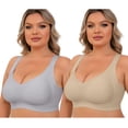 thumbnail image 4 of Daystry Plus Size Everyday Bras for Women Full Coverage Soft Sleep Wirefree Bras Pack of 2 New Upgrade, 4 of 10