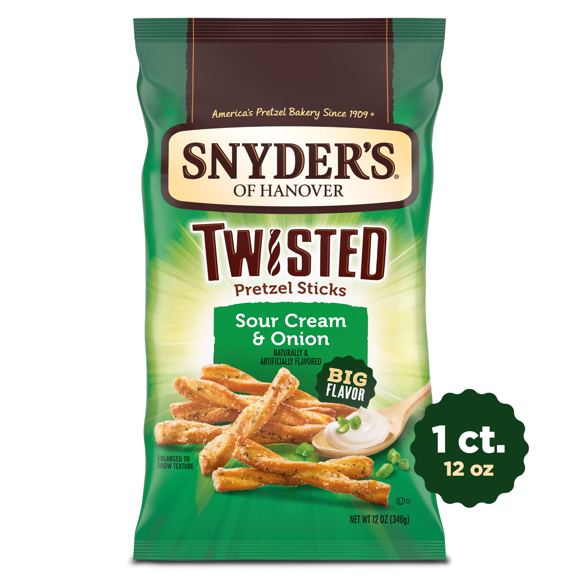 Snyder's of Hanover, Sour Cream & Onion Twisted Pretzel Sticks, 12 Oz