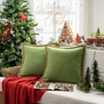 thumbnail image 5 of Phantoscope Farmhouse Burlap Linen Tailored Edge Series Decorative Throw Pillow, 18" x 18", Green, 2 Pack, 5 of 9