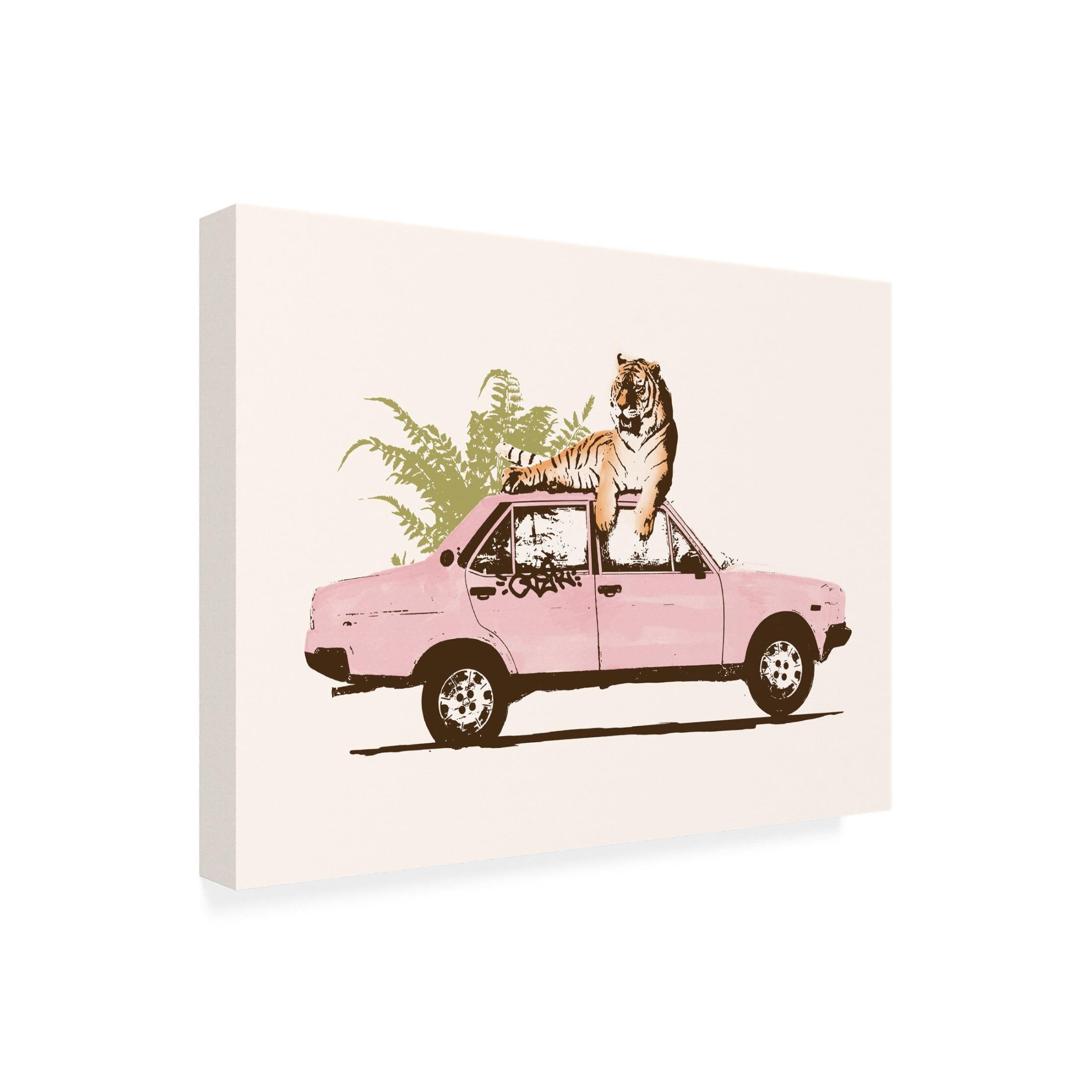 Trademark Fine Art Florent Bodart Tiger On Car Canvas Wall Art