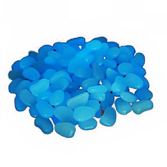 100pcs Unique Luminous Glow in the Dark Cobblestone Man-made Pebbles Stone (Blue)