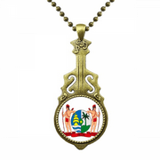 Suriname South Ameica National Emblem Necklace Antique Guitar Jewelry Music Pendant