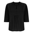 thumbnail image 5 of Womens Tops Dressy Casual Long Sleeve Casual Shirts V Neck Pleated Work Blouses Loose Fit Fall Trendy Knit Top Great Gifts for Less,Black,S, 5 of 6