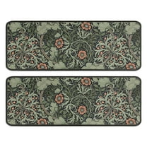 Kitchen Rugs Sets Of 2,Green Pioneer Flower Pattern Anti Fatigue Kitchen Mat Rugs Non Slip Washable,Decorative Kitchen Floor Mats for Kitchen,Sink,Laundry,17"x47" 17"x47"