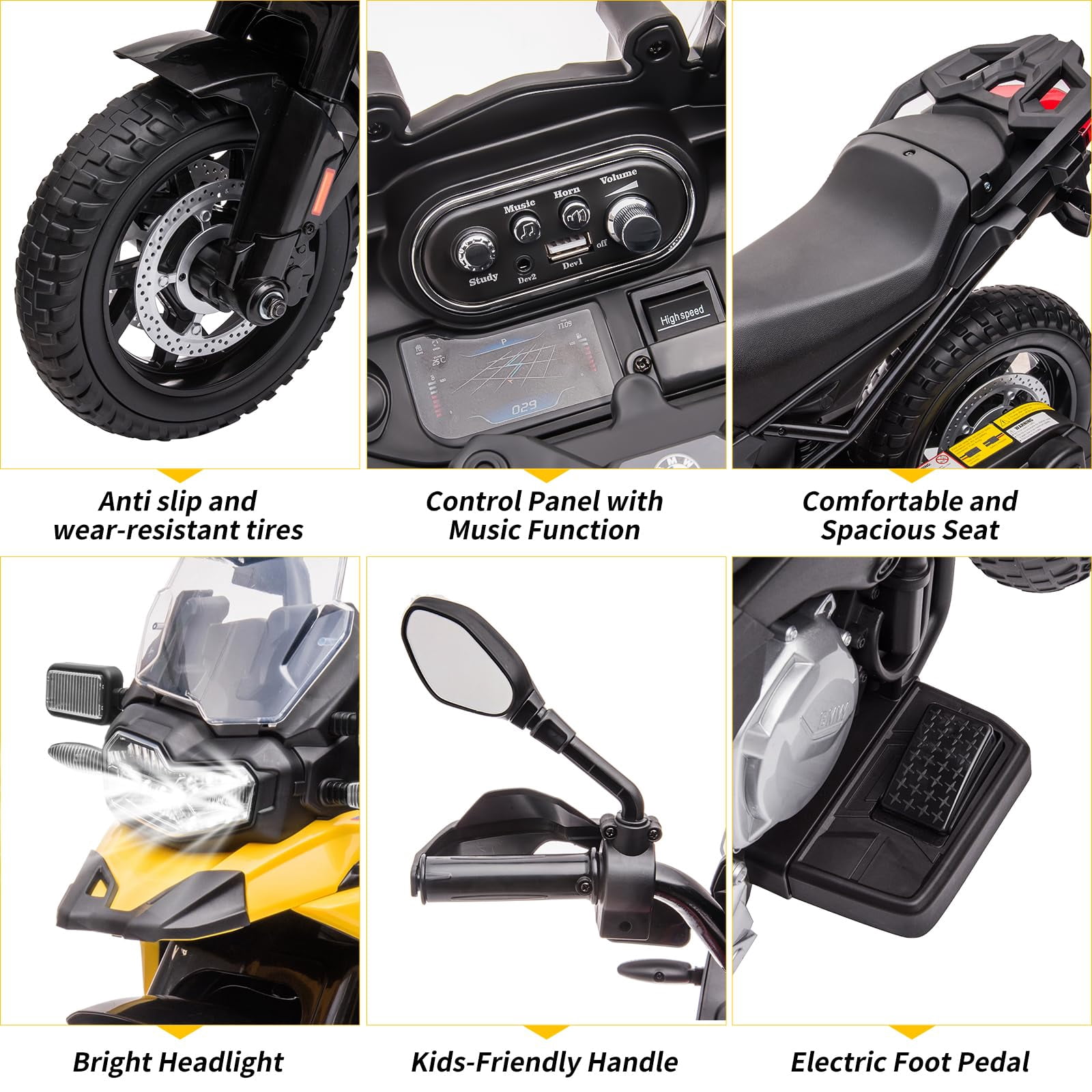 TROPOW Kids Cars Electric Ride On,Kids Motorcycle, 12V 7Ah Licensed BMW Ride On Motorcycle for Toddlers with 2 Speeds, LED Headlights,and Training Wheels, Ride On Toy,Christmas Gift for Kids
