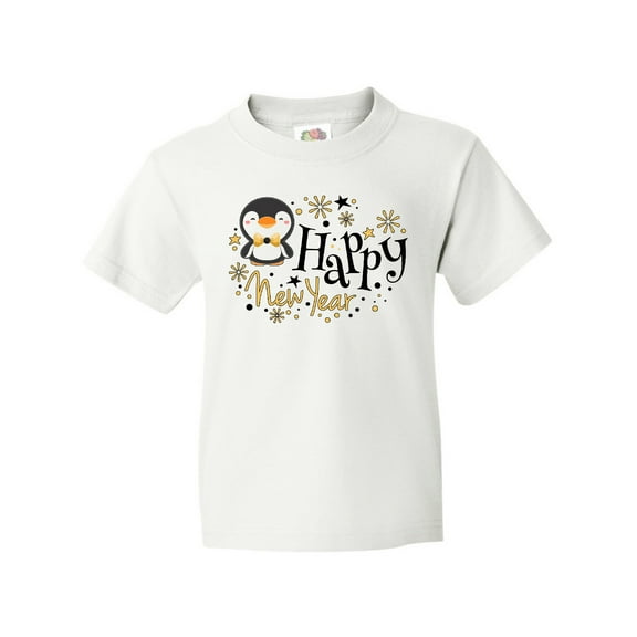 Inktastic Happy New Year with Cute Penguin Youth T-Shirt