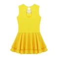 thumbnail image 4 of inhzoy Kids Girls Sleeveless Mesh Spliced Ice Figure Roller Skating Dress Yellow 16, 4 of 9