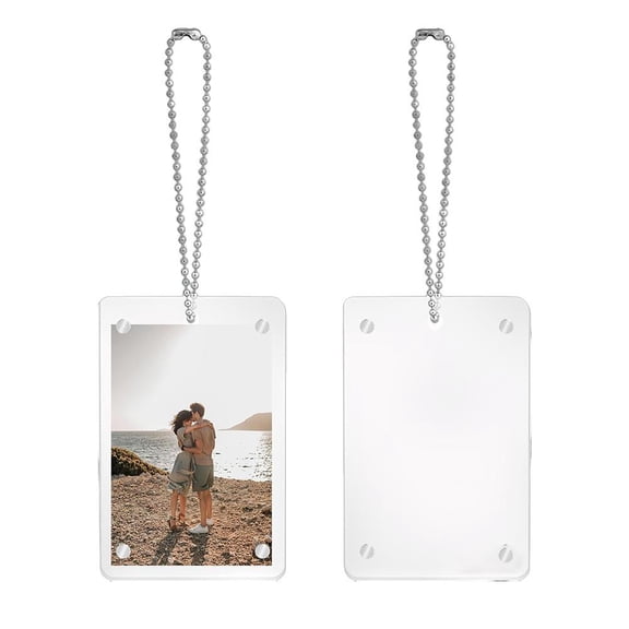 Acrylic Photo Frame Keychain, Mini Picture Frame for instax Wallet Photos, Clear Chain Photo For Car Hangin with Bag,
