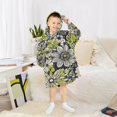 thumbnail image 6 of FORMRS Wearable Blanket Hoodie with Sleeves for Kids Cozy Flannel Sweatshirt, Beige Flower Pattern, 6 of 7