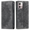 thumbnail image 6 of SaniMore for Motorola Moto G Stylus 5G 2023 Case, PU Leather Embosed Mandala Flower Wallet Protective Phone Cover Card Slots Pocket Purse Women Men Kickstand Vintage Shockproof Anti-fall Shell, Grey, 6 of 9