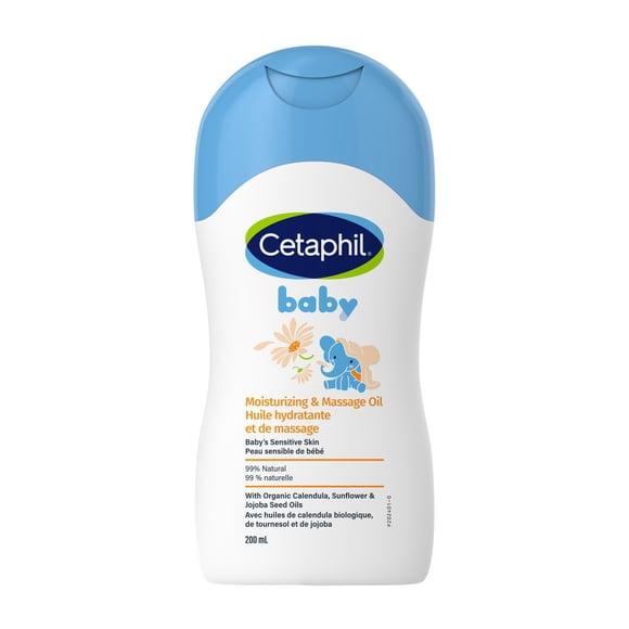 Cetaphil Baby Moisturizing and Massage Oil with Organic Calendula | 99% Natural | Paraben, Colourant and Mineral Oil Free | 200ml