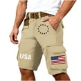 thumbnail image 6 of Men's 9" Lightweight Ripstop Stretch Multi-Pocket American Flag Printed Cargo Shorts Size 4XL Khaki-G, 6 of 6