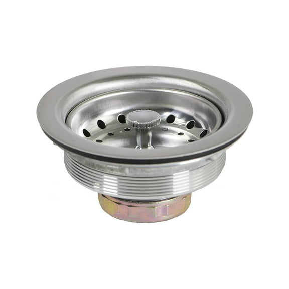 Kitchen Sink 3-1/2 Inch Stainless Steel Drain Assembly with Strainer Basket and Stopper, Chrome