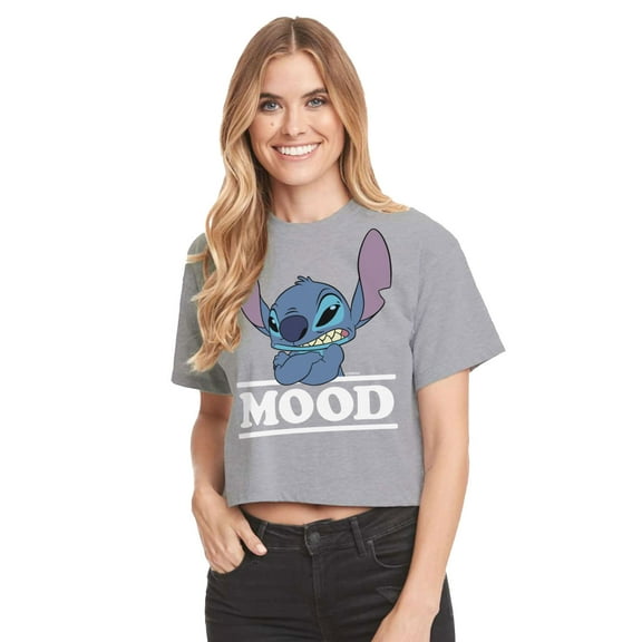 Lilo & Stitch - Stitch Mood - Juniors Cropped Cotton Blend T-Shirt
