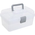 thumbnail image 1 of Organizador gris transparente con tapón de tapa de metal para un acceso sin problemas a sus manualidades, herramientas o cosméticos favoritos, artesanía simplificada, plástico resistente para mayor, 1 of 7