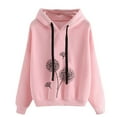 thumbnail image 2 of IROINNID Women's Long Sleeve Sweatshirt Mid-Length Print Comfy Sweatshirt Tops Drawstring Lightweight Tops, Pink, 2 of 7