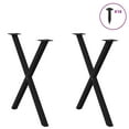 thumbnail image 2 of vidaXL Pieds de Table à Manger en Forme de X 2 Pcs Noir 70x(72-73) cm Acier, 2 of 5