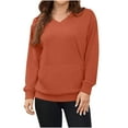 thumbnail image 2 of NuoCaiYun Womens Long Sleeve Sweatshirt Casual Winter Fall V Neck Hoodless Pullover Tops with Pockets, 2 of 6