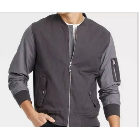 Men's Big & Tall Lightweight Bomber Jacket - Goodfellow & Co Gray Med Tall