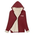 thumbnail image 4 of Miluxas Zip up Fleece Hoodies for Women Casual Warm Thicken Jackets with Pockets Lined Long Sleeve Winter Coats Wine L(L), 4 of 8