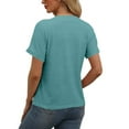 thumbnail image 4 of NAMTYQX Summer Tops for Women 2025 Casual Soft Loose Plus Size V Neck Stylish Open Front Solid Color Light Short Sleeve Army Green Size 3XL, 4 of 5