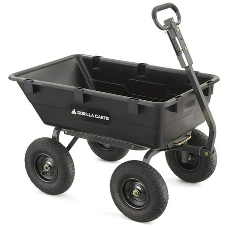 Gorilla Carts 6 cu ft Heavy Duty Poly Dump Cart with Steel Frame, Black