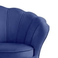 thumbnail image 3 of Lotus 34 Inch Barrel Accent Chair with Scalloped Back, Padded, Blue Velvet- Saltoro Sherpi, 3 of 5