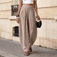 thumbnail image 4 of Only Moment Plus Size Linen Pants Women High Waisted Work Pants for Women Wide Leg High Waist Casual Lounge Pant 2026 Beach Travel Vacation Outfits Beige,L, 4 of 7
