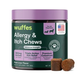 Wuffes Allergy & Itch Soft Chews, Dog Allergy Support with Colostrum, Vitamin E and Omega 3s for Dogs, Non-Drowsy Immune and Itchy Skin Support for All Dogs, 60 Soft Chews (12 oz)