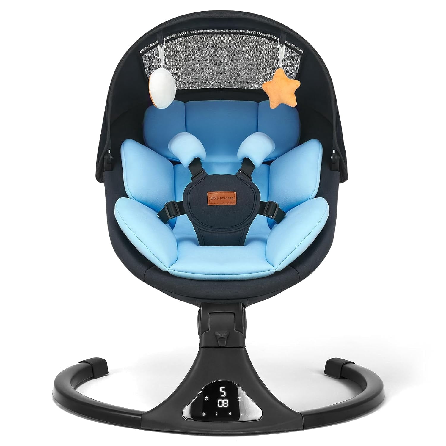 Electric Baby Swing Remote/Touch 5-Speed Bluetooth 12 Melodies Blue