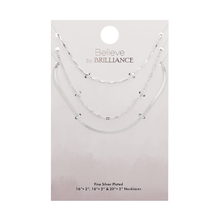 Believe by Brilliance Women's Fine Silver Plated Multi-Length