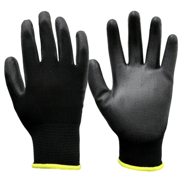 Hyper Tough Black Nylon with PU Dipped Gripping Gloves, Men's Large