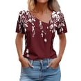 thumbnail image 2 of ALLLIST V-Neck Womens Tops Graphic Short Sleeve Red T-Shirts Womens Tees Loose Fit, 2 of 4